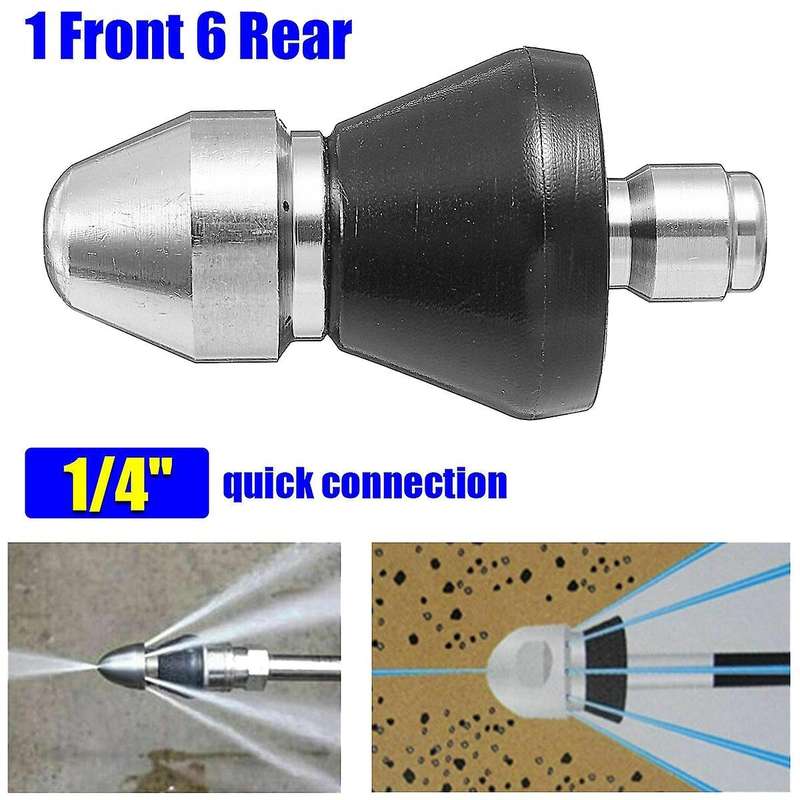 Pressure Washer Machine 1 Front 6 Rear 1/4inch Drain Pipeline Dredge Nozzle