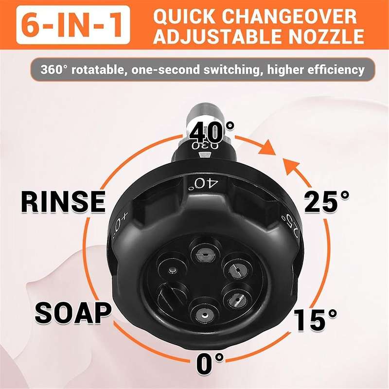 Pressure Washer Nozzle, 6 in 1 Nozzle, Adjustable High Power Washer Nozzle Tips with 1/4inch Quick C
