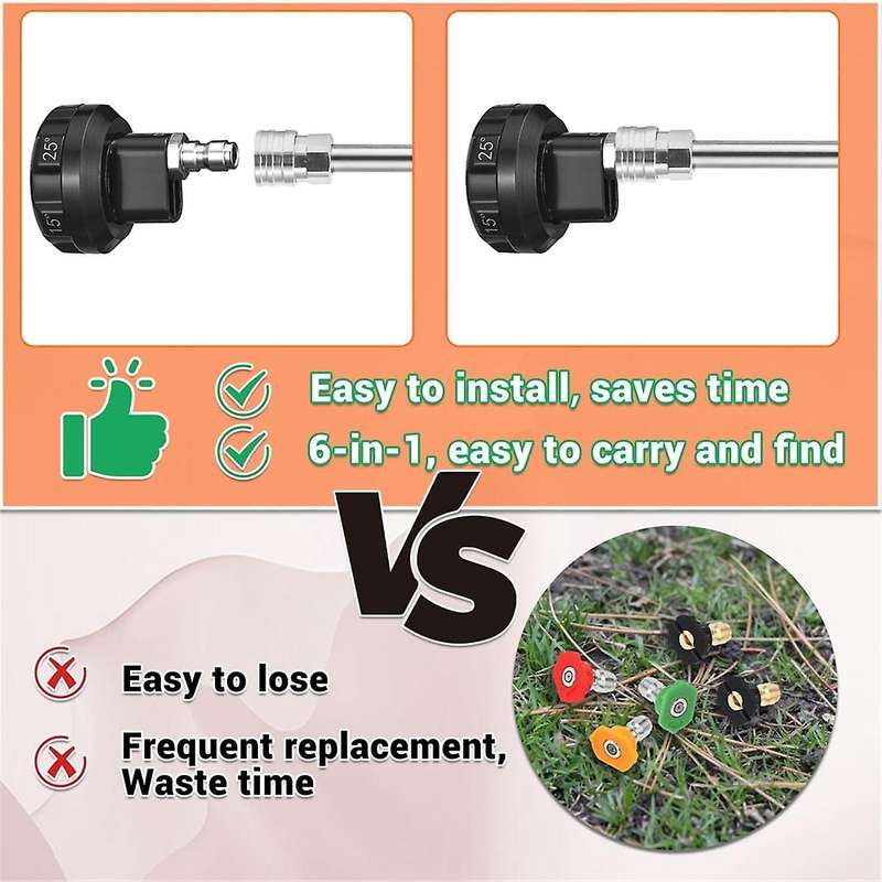 Pressure Washer Nozzle, 6 in 1 Nozzle, Adjustable High Power Washer Nozzle Tips with 1/4inch Quick C