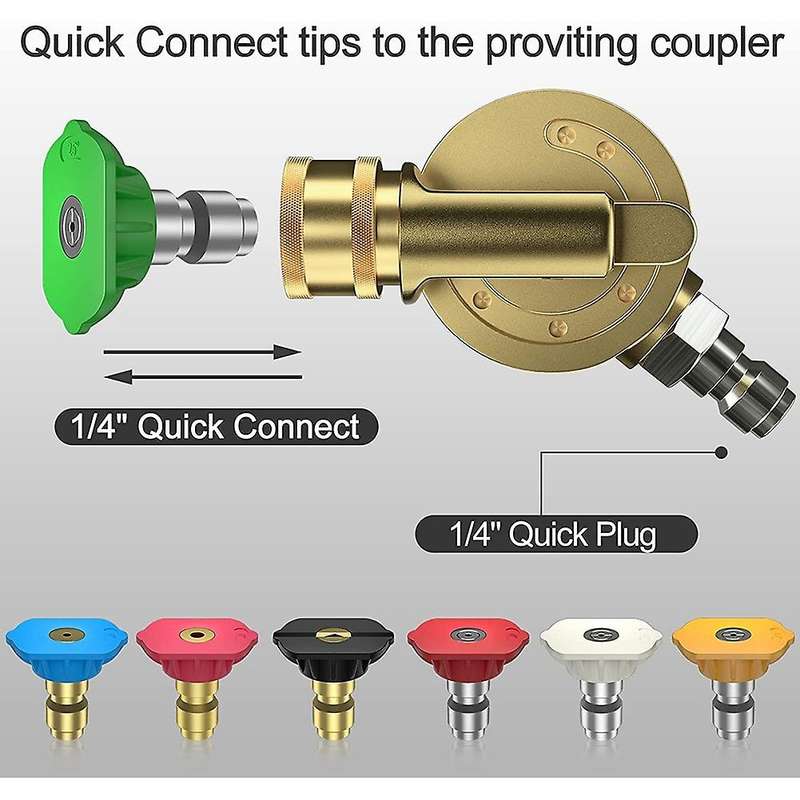 Pressure Washer Pivoting Coupler,9Pcs Pressure Washer Tips Set with a Connecting Pivoting Coupler, N