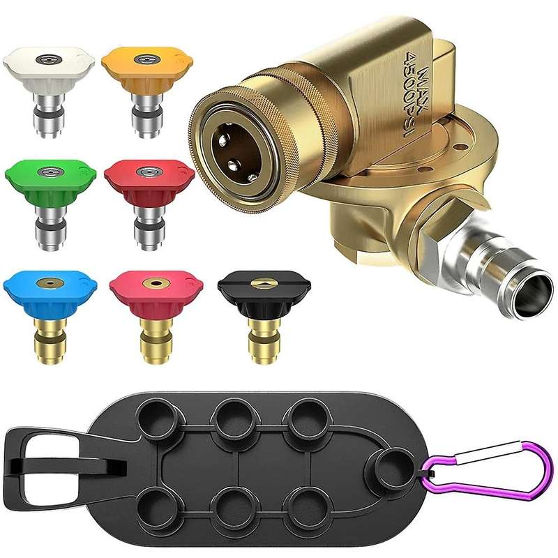 Pressure Washer Pivoting Coupler,9Pcs Pressure Washer Tips Set with a Connecting Pivoting Coupler, N