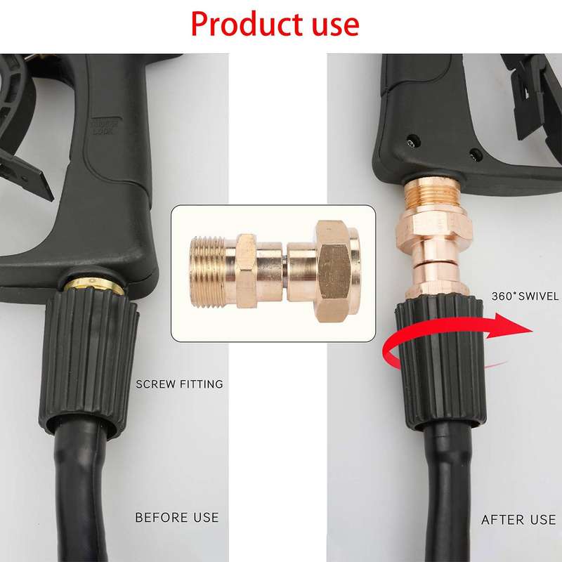 Pressure Washer Swivel Joint, Free to Hose Fitting, Anti Twist Metric M22 14Mm Connection, 3000 Psi
