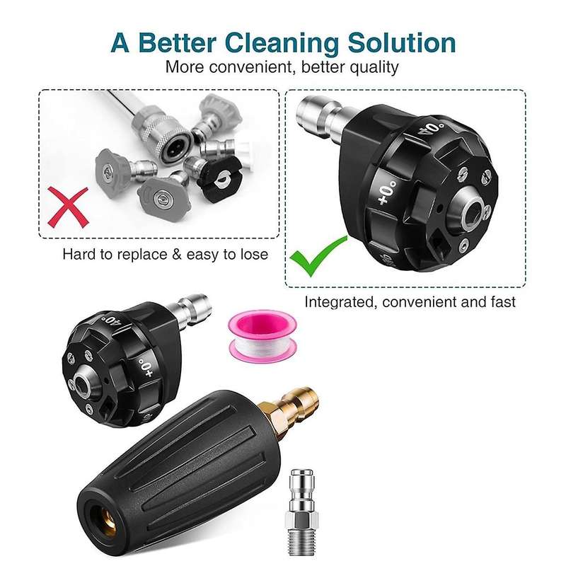Pressure Washer Spray Nozzle Set, 6-In-1 Quick Changeover Pressure Washer Nozzle and Rotating Pressu