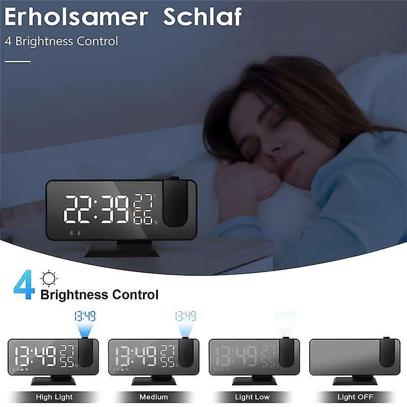 Projection Alarm Clock, Digital Alarm Clock with Projection, Radio Alarm Clock with Usb Charging Con
