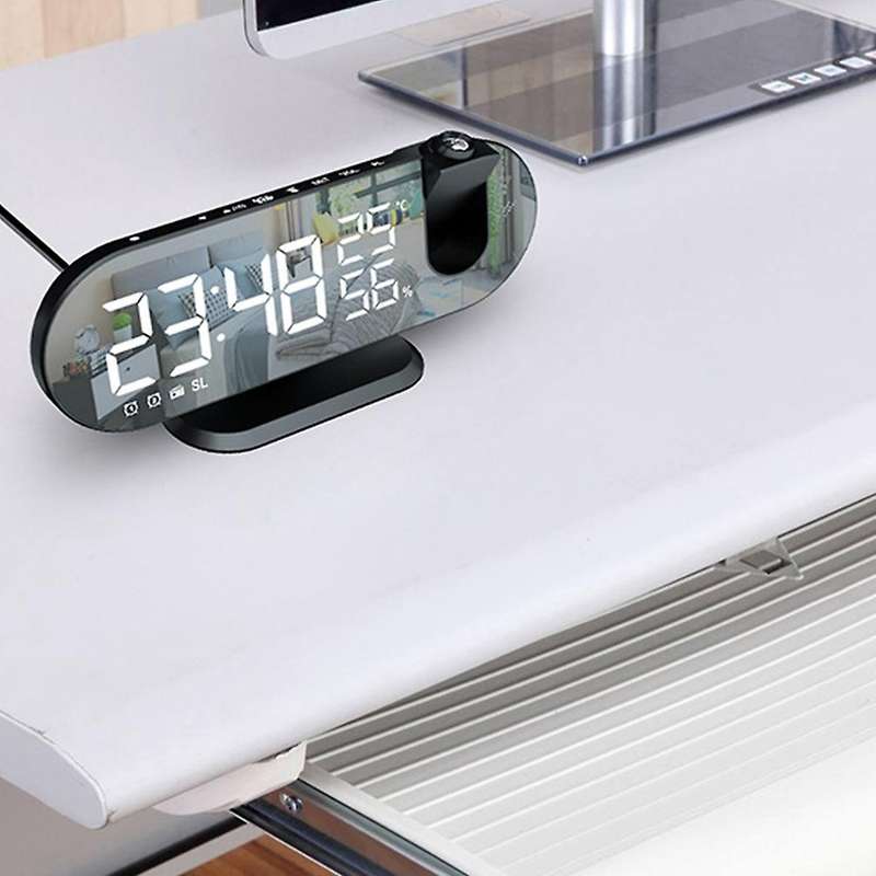 Projection Alarm Clock for Bedrooms, Radio Alarm Clock with Projection, Dual Alarms, USB Charger Por