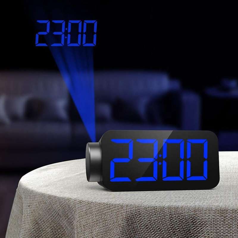Projection Alarm Clock Radio Digital Alarm Clocks for Bedrooms Screen LED Clock with USB Charger 3 D