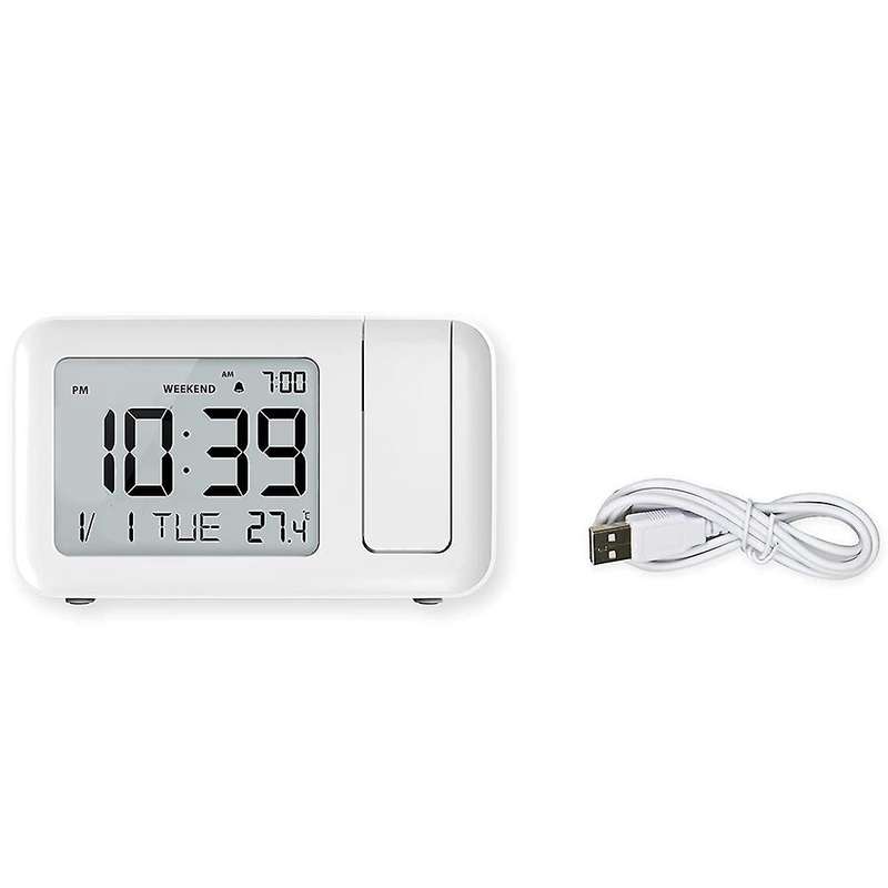 Projection Alarm Clock with Indoor Temperature, 4 Adjustable Projection Brightness, Alarm Clock Suit