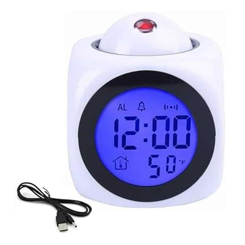 Projection Electronic Clock, English Clock Projection Clock Multi-Function Alarm Clock, LCD Projecti