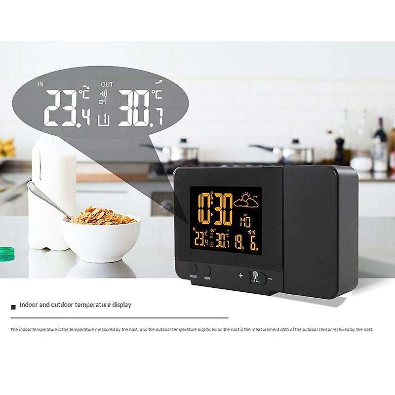 Projector Alarm Clock Backlight USB LED Color Display Weather Digital Snooze Alarm Hours Projection