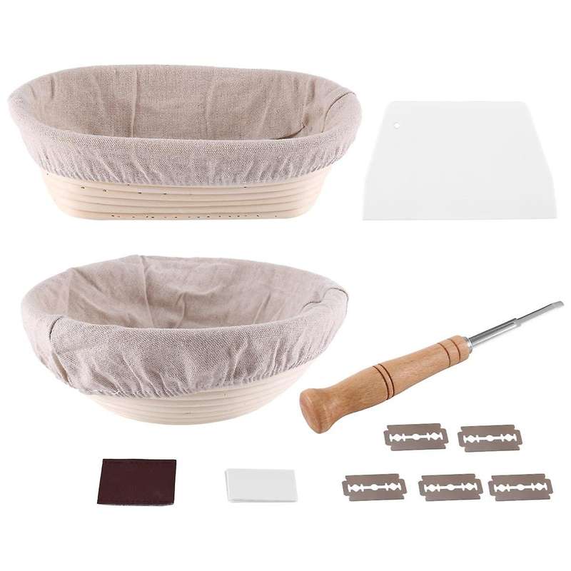Proofing Basket 2-10 Inch Oval, and 9 Inch Round+premium Bread Lame and Slashing, The Perfect Bakin
