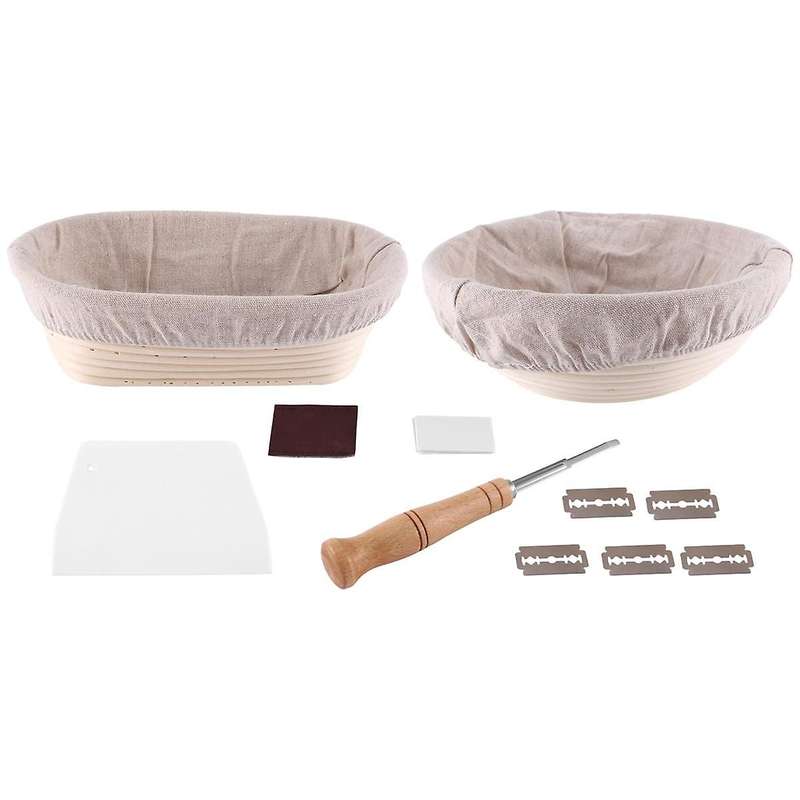 Proofing Basket 2-10 Inch Oval, and 9 Inch Round+premium Bread Lame and Slashing, The Perfect Bakin
