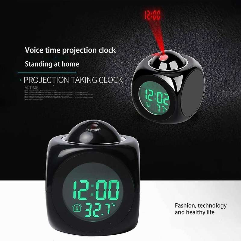Projection Electronic Clock English Clock, Projection Clock Multi-Function Alarm Clock, LCD Projecti
