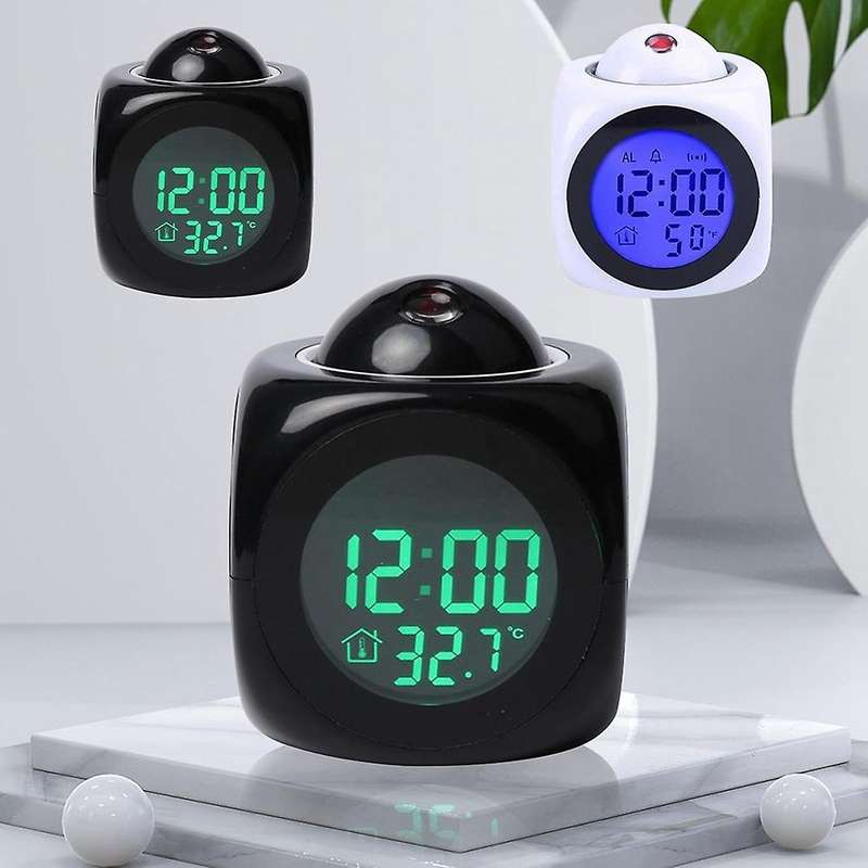 Projection Electronic Clock English Clock, Projection Clock Multi-Function Alarm Clock, LCD Projecti