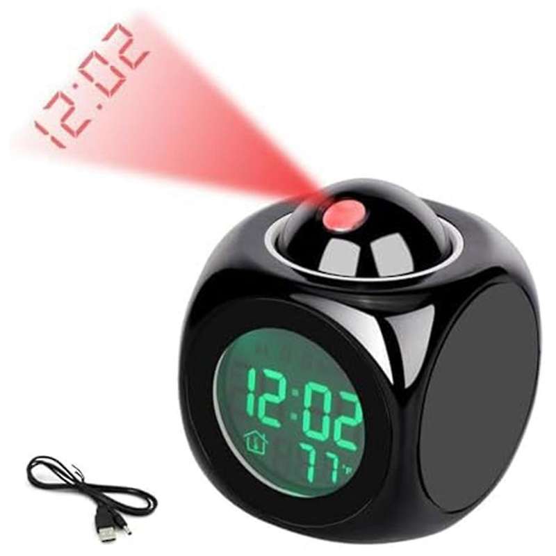 Projection Electronic Clock English Clock, Projection Clock Multi-Function Alarm Clock, LCD Projecti