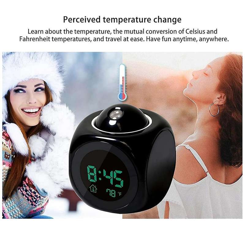 Projection Electronic Clock English Clock, Projection Clock Multi-Function Alarm Clock, LCD Projecti