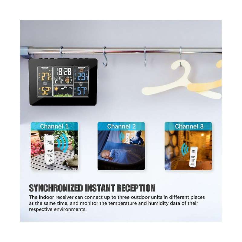 Pt201c Digital Alarm Wall Clock Wifi Weather Forecast Station Hygrometer Thermometer Moon Phase Wea