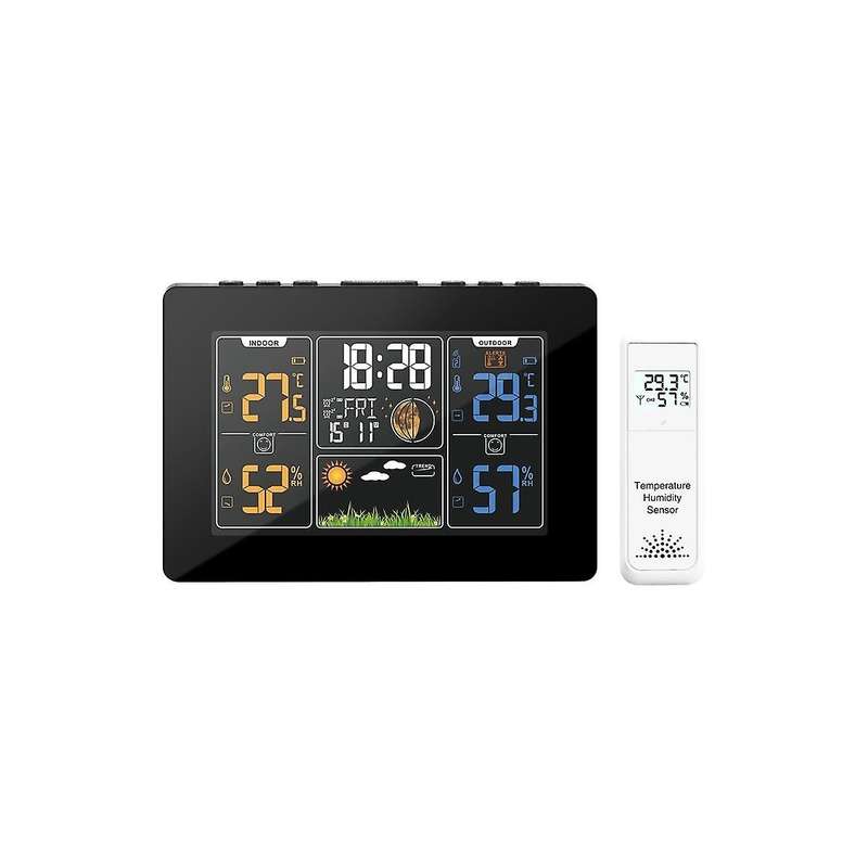 Pt201c Digital Alarm Wall Clock Wifi Weather Forecast Station Hygrometer Thermometer Moon Phase Wea