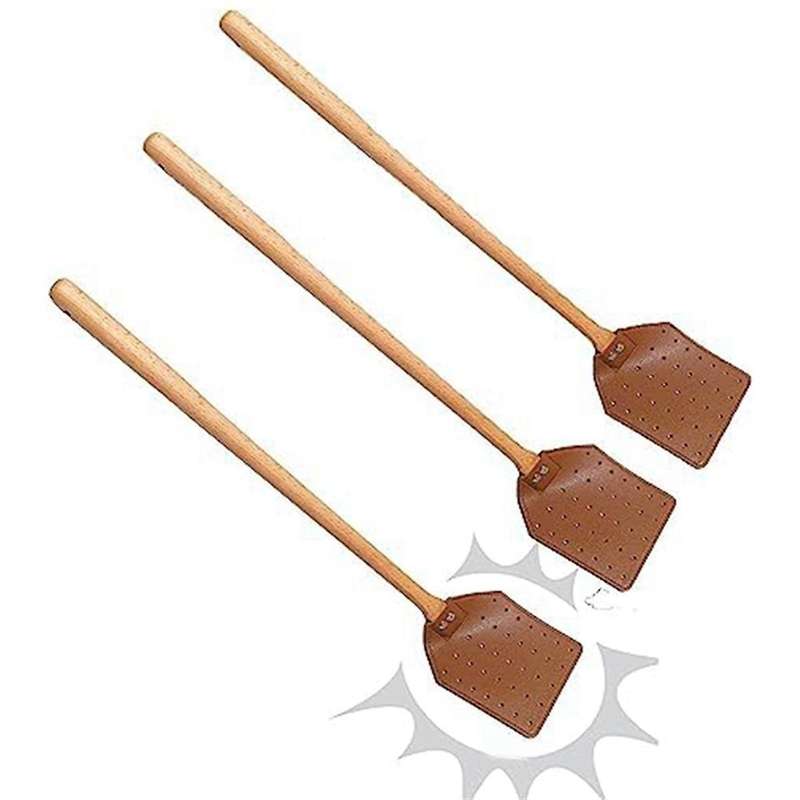 Pu Leather Fly Swatter Heavy Duty Manual Fly Swatter with Wood Handle,durable Leather Fly Swatter F