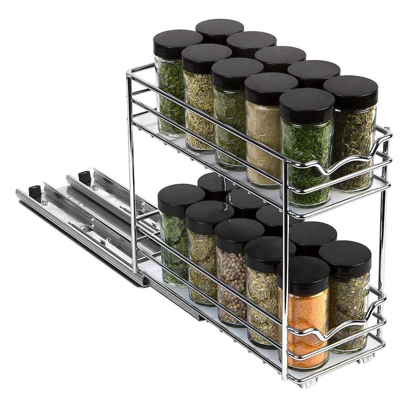 Pull Out Spice Rack Organizer for Cabinet Heavy Duty Slide Out Double Rack for Kitchen Cabinets Spic