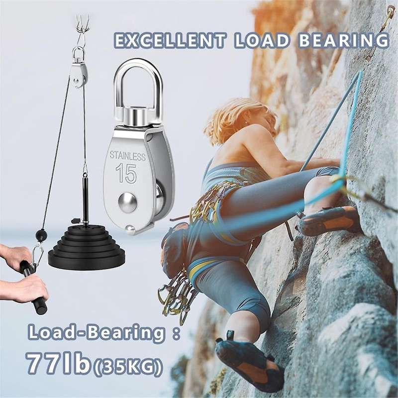 Pulley 304 Stainless Steel Single Pulley Block M15 Small Heavy Duty Swivel Bearing Pulley System for