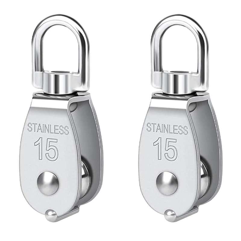 Pulley 304 Stainless Steel Single Pulley Block M15 Small Heavy Duty Swivel Bearing Pulley System for