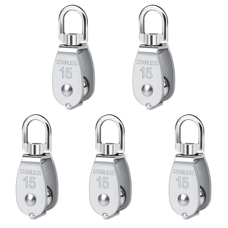 Pulley 304 Stainless Steel Single Pulley Block M15 Small Heavy Duty Swivel Bearing Pulley System for