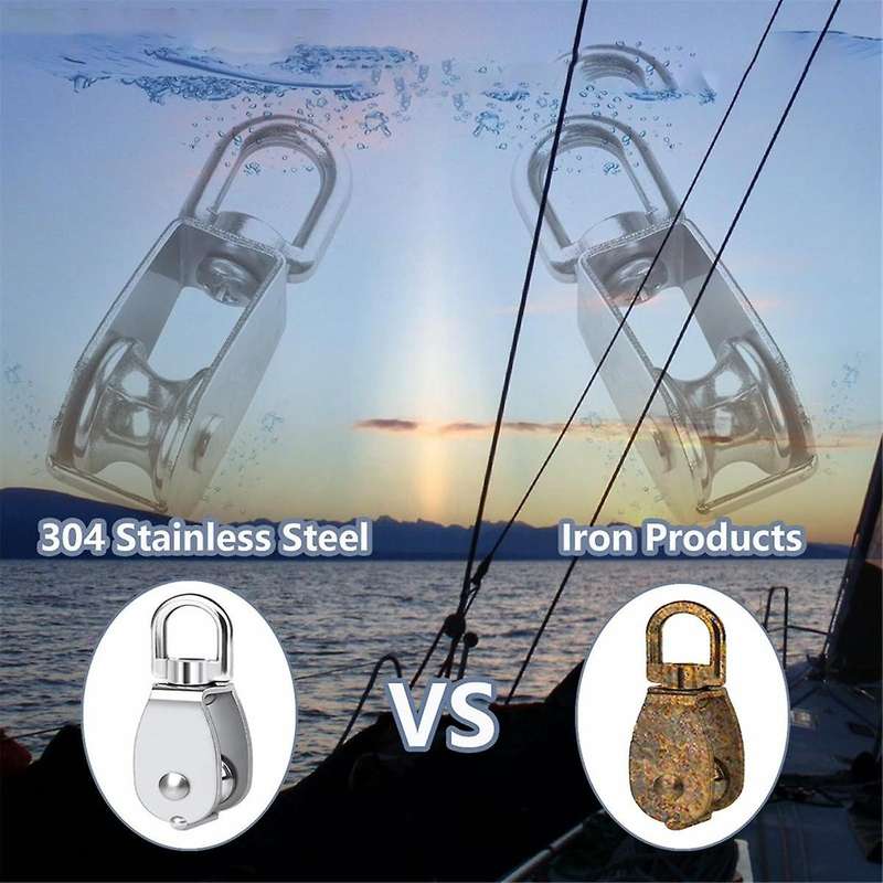 Pulley 304 Stainless Steel Single Pulley Block M15 Small Heavy Duty Swivel Bearing Pulley System for