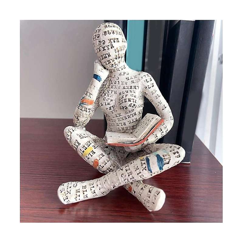 Pulp Reading Figurine Resin, Statue Sculpture Modern Decoration On Shelf for Living Room Office Bed