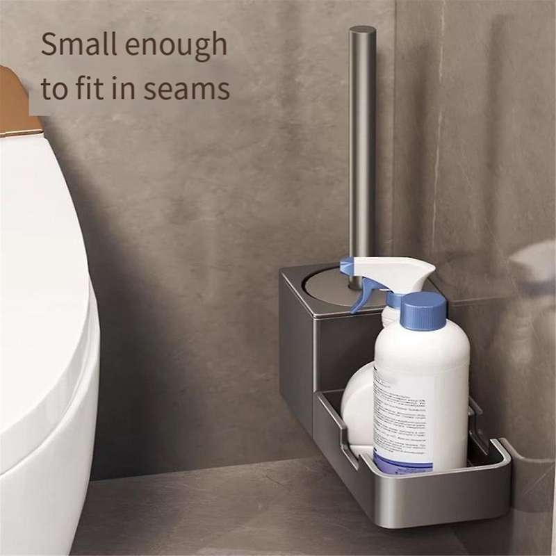 Punch-Free Toilet Brush Holder, with Shelf, Household Toilet Brush without Dead Corners, Bathroom