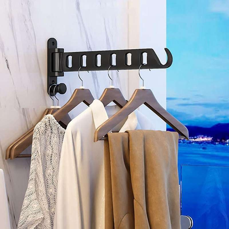 Punch Free Clothes Hanger Space Aluminum Saving Organization Folding Invisible Drying Racks for Bat