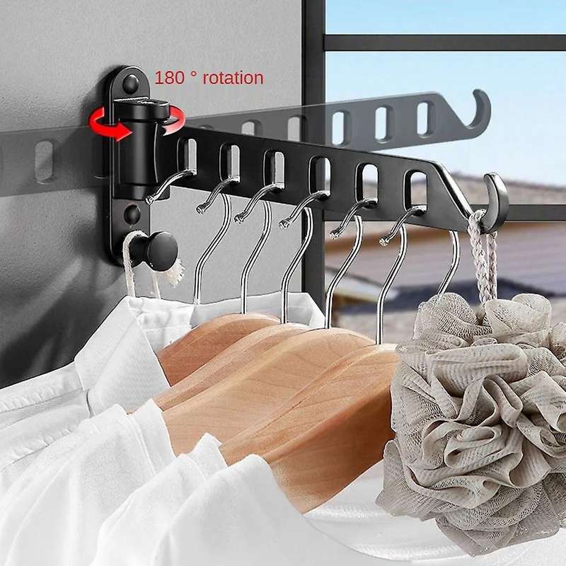 Punch Free Clothes Hanger Space Aluminum Saving Organization Folding Invisible Drying Racks for Bat