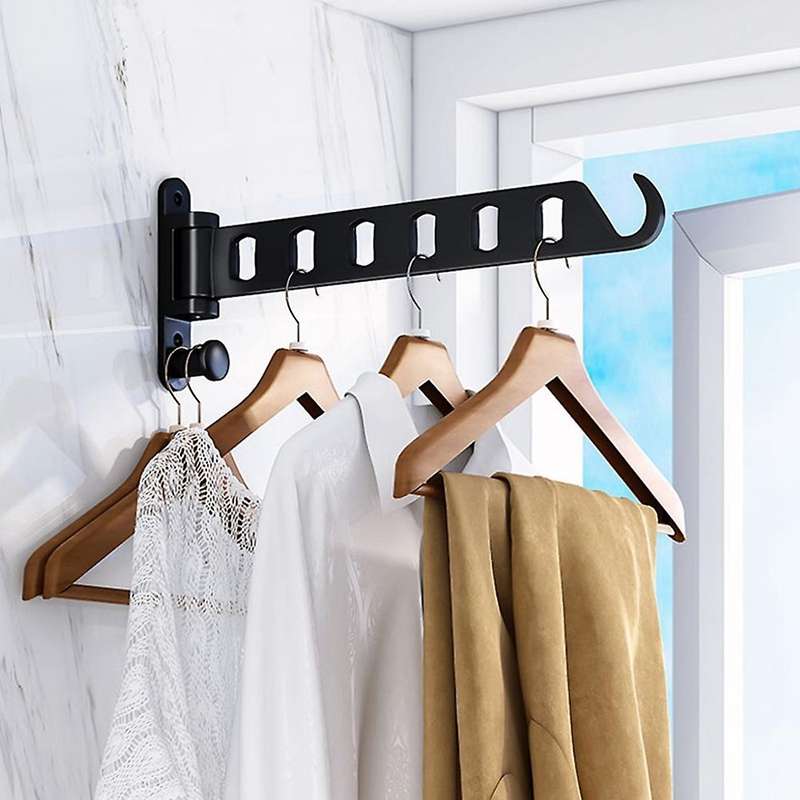Punch Free Clothes Hanger Space Aluminum Saving Organization Folding Invisible Drying Racks for Bat