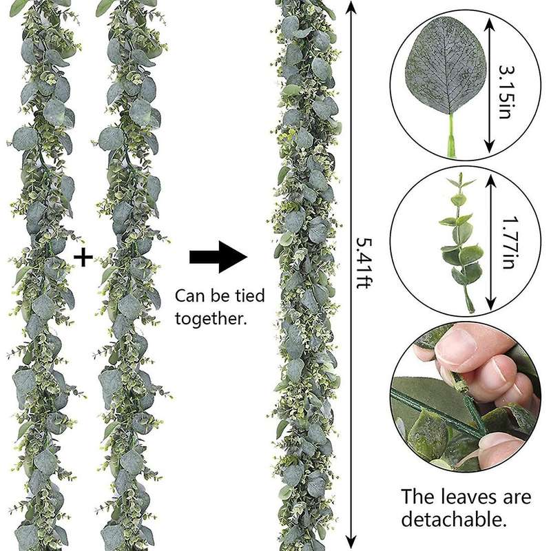 2 Pack 5.5ft Artificial Eucalyptus Garland Spring Garland
