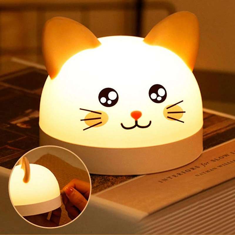 Cute Cat Alarm Clock for Children with 3 Colors Led Lamp Timer Kids