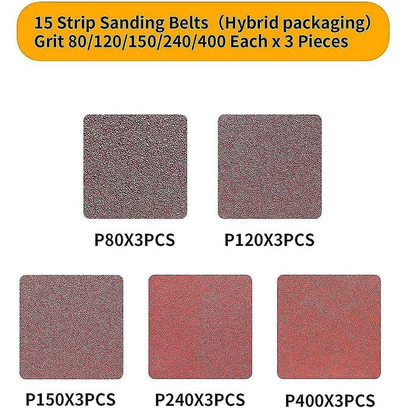 75x533mm 15 Pcs- 80/120/150/240/400 Grit Alumina Sanding Belt