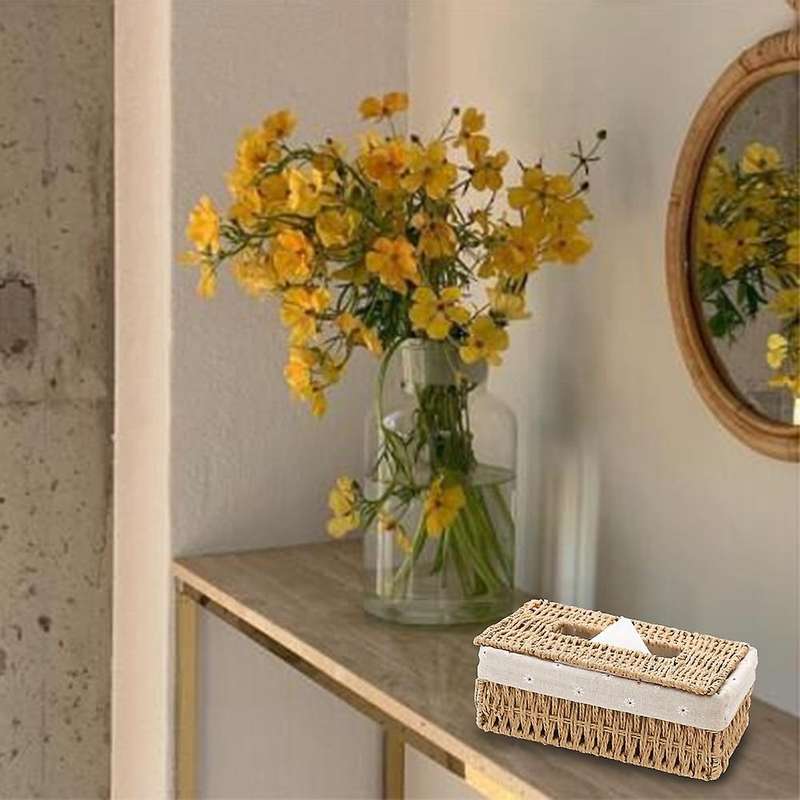 Creative Handmade Rattan Tissue Box, Household Paper Storage Basket