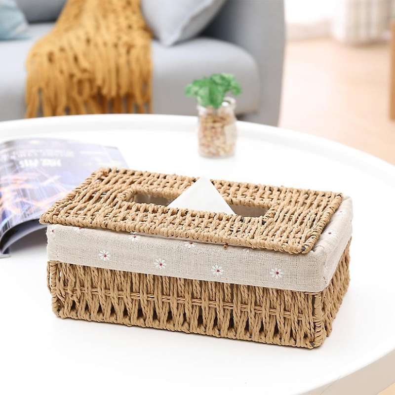 Creative Handmade Rattan Tissue Box, Household Paper Storage Basket