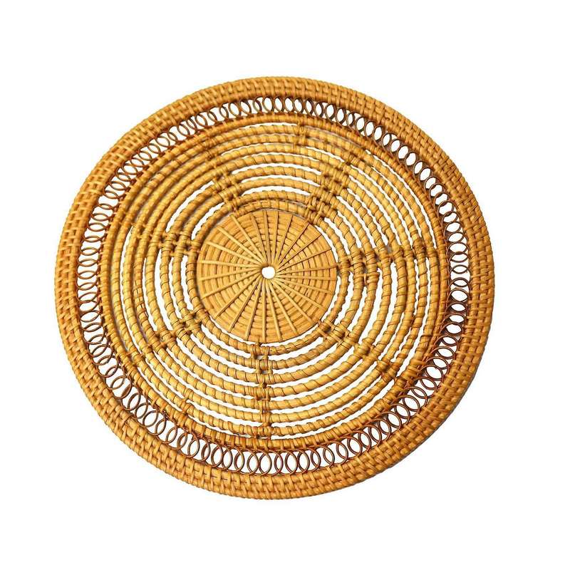 Rattan Weave Cup Mat Set Drink Coasters Round Pot Pad Coffee Mat 35cm