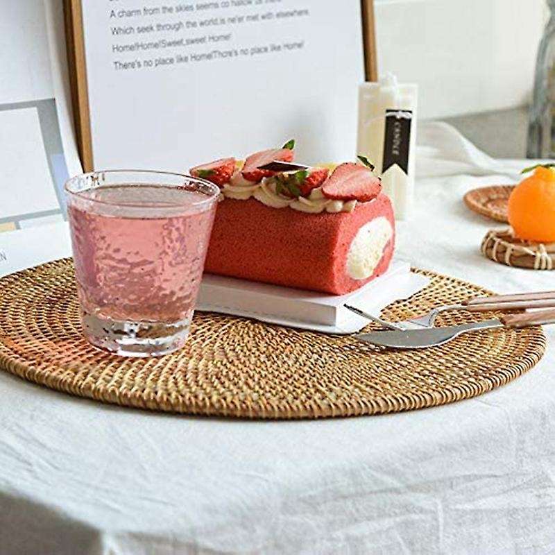 Rattan Woven Placemats,round Mats,non Slip Heat Resistant Place Mat