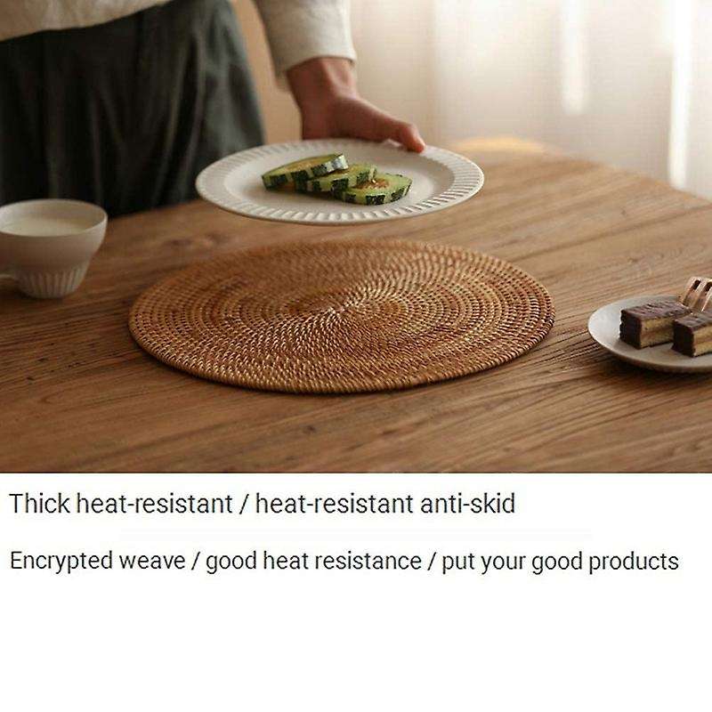 Rattan Woven Placemats,round Mats,non Slip Heat Resistant Place Mat