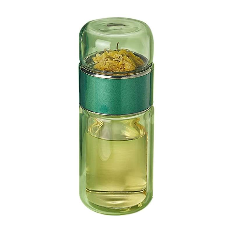 Tea Water Bottle High Borosilicate Glass Double Wall Tea Water(green)