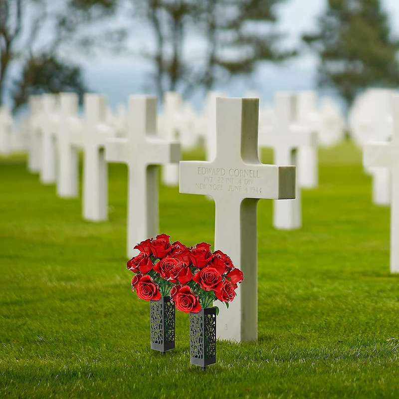 6 Pack Headstone Vase Memorial Tombstone with Stakes Drainage Hole