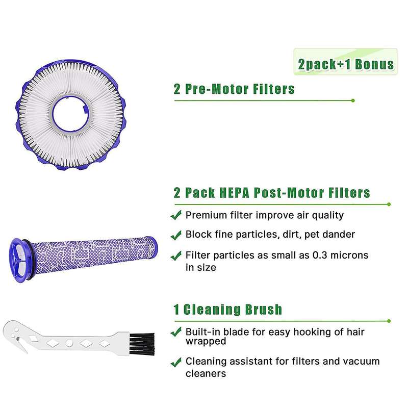 2 Pack Hepa Post-motor Filters & 2 Pre-motor Filters Replacement