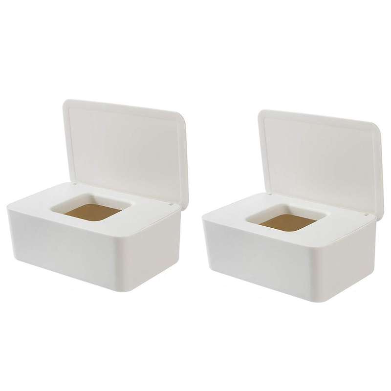 2x Diaper Wipes Dispenser Tissue Case Keeps Wipes Container with Lid