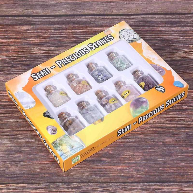 2 Box Of 9 Bottles Mini Natural Semiprecious Gem Stone Decoration