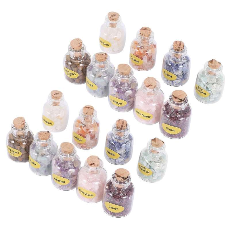 2 Box Of 9 Bottles Mini Natural Semiprecious Gem Stone Decoration