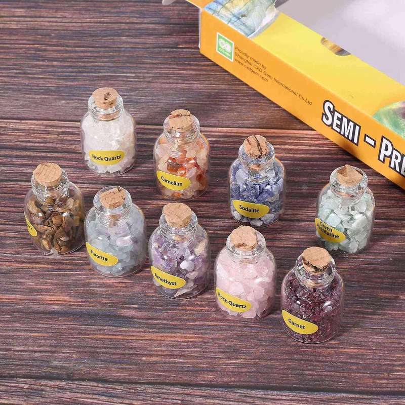 2 Box Of 9 Bottles Mini Natural Semiprecious Gem Stone Decoration