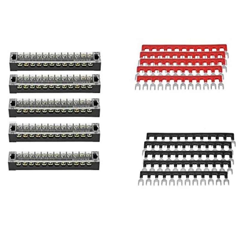 5 Pcs Terminal Block Double Row 12 Positions 600v 15a Screw Terminal