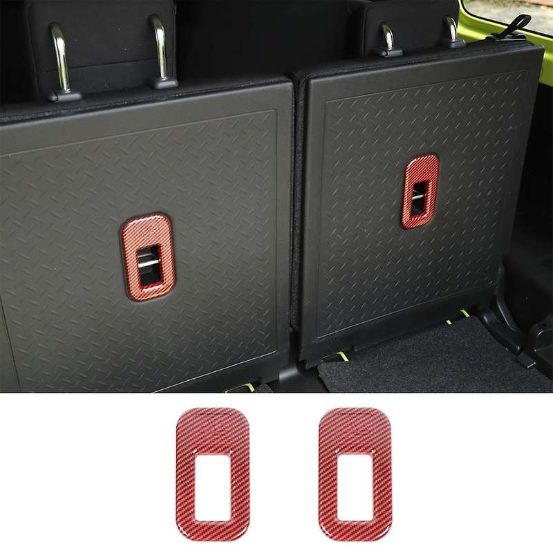 Car Safety Seat Fixing Buckle Trim Cover Stickers Red Carbon Fiber