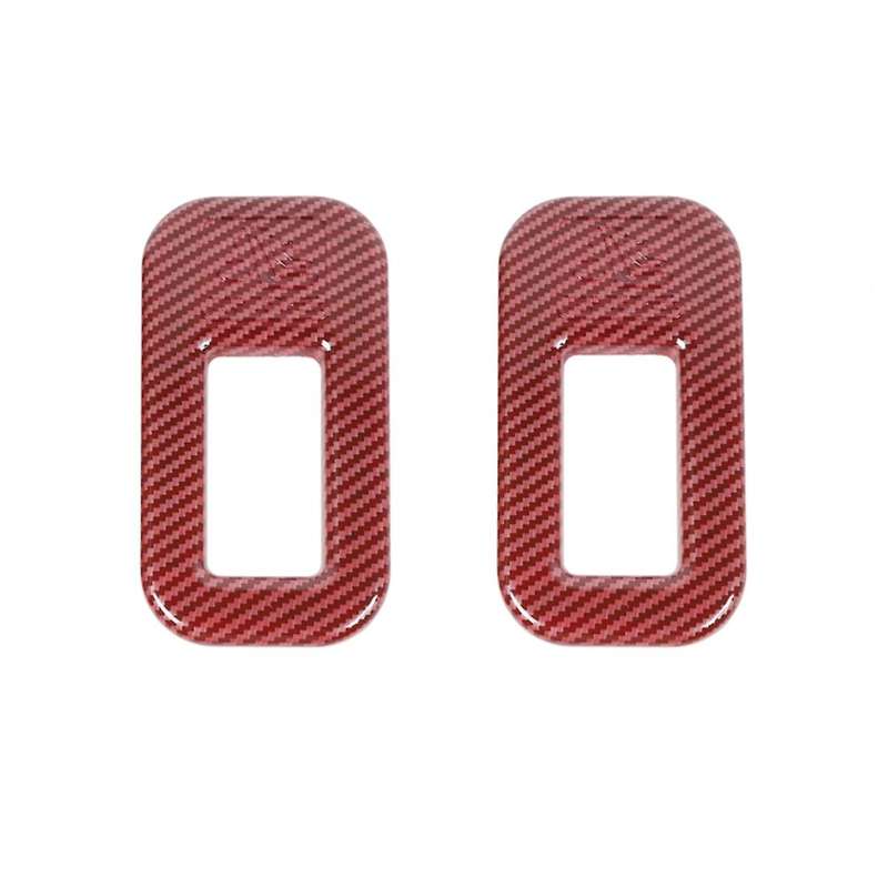 Car Safety Seat Fixing Buckle Trim Cover Stickers Red Carbon Fiber